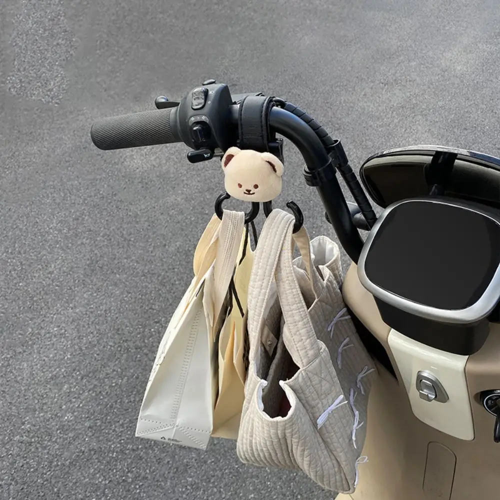 Cute Bear Baby Stroller Hooks Rabbit Cart Organizer Hanging Hook Double Hook Cartoon Stroller Accessories Bicycle