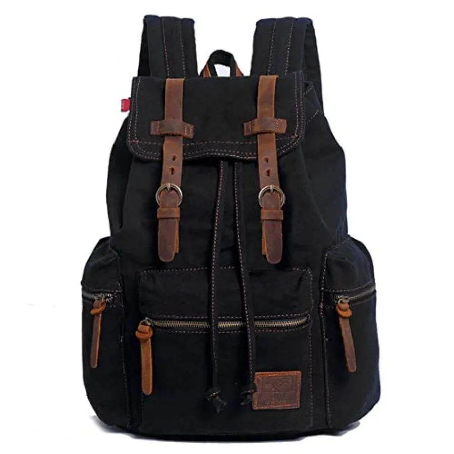 

Canvas Backpack Unisex Vintage Casual Rucksack 17 inch Laptop Daypacks Schoolbag College Bookbag Hiking Camping Travel Bag