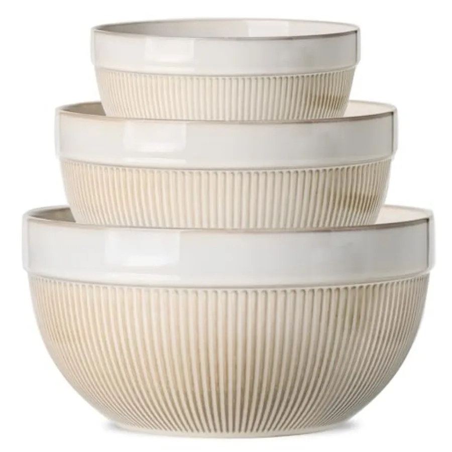 

Большие керамические миски для смешивания, кухонные миски 10/8/6 дюймов, набор мисок для выпечки, приготовления пищи, сервировки, замеса теста, для микроволновой печи