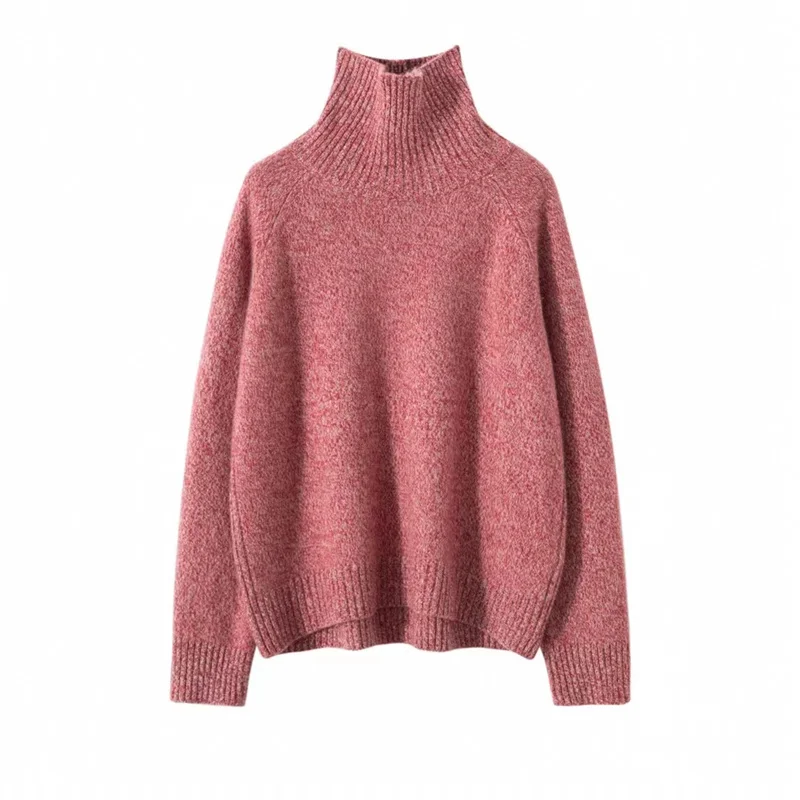 Hot Sale 2023 Autumn Winter 100% Cashmere Sweater Women\'s Turtleneck Soft Warm Pullover Female Loose Large Size Knitted Jumper