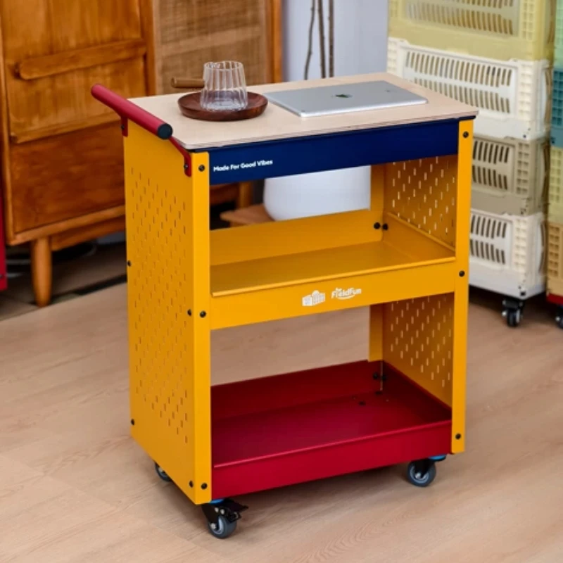Pegboard Rolling Utility Cart Dopamine Movable Storage Trolley Multifunctional Organizer Shelf for Books Snacks Home Storage