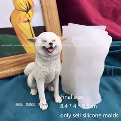 Happy Shiba Inu Silicone Mold Animal Mold Pastoral Dog Pet Dog Souvenir Gypsum Clay Epoxy Resin Crafts Mold
