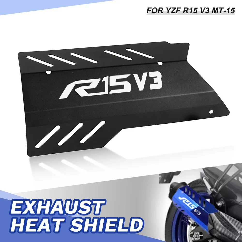 Motorcycle Aluminum Exhaust Shield Muffler Pipe Protector Cover Heat Shield For Yamaha YZF R15 V3 2017 2018 2019 2020 MT-15