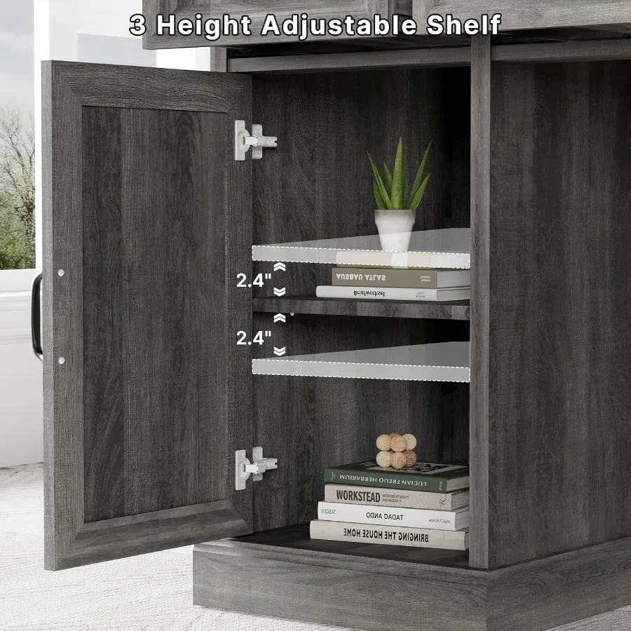 58 مزرعة مكتب تنفيذي خشبي مكتب منزلي مع أدراج خزانة ملفات منقوشة الملمس التخزين المنظم مكتب الكمبيوتر fo