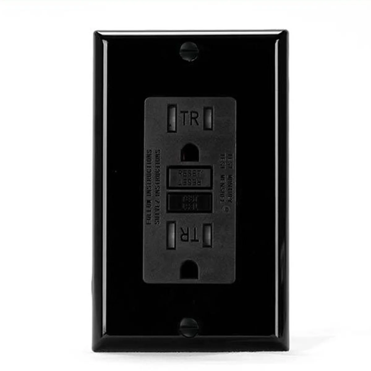 GFCI Outlet 15 Amp, Self-Test GFI Electrical Outlet, Tamper Resistant GFCI Receptacle with Wall Plate Black