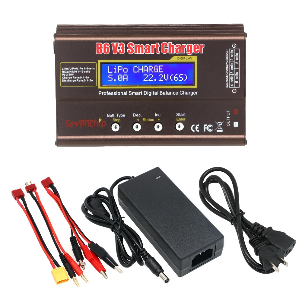Chargeur de batterie iMAX B6 V3 80W 6A LiHv Lipo NiMh Li-ion Ni-Cd, chargeur numérique RC, chargeur-déchargeur LiPo avec fonction d'équilibrage, adaptateur 12V 5A