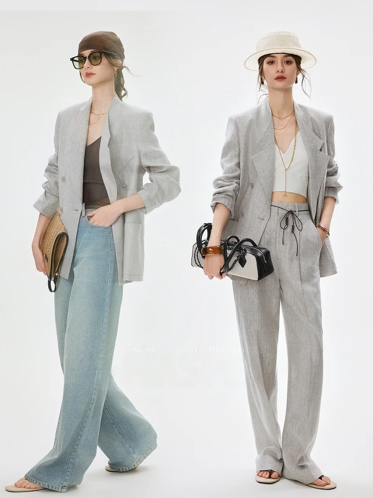 

Брюки AnnaSpeak матовые классические с льняной текстурой, дышащие, свободного кроя, для женщин, для работы и повседневной носки, длинные