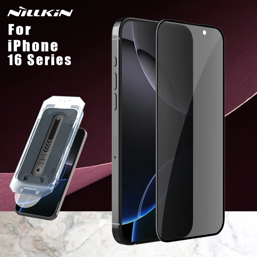 

Защитное стекло Nillkin для iPhone 16 Pro Max / 16 Plus с пылезащитной коробкой, полное покрытие, закаленное стекло, защитный экран