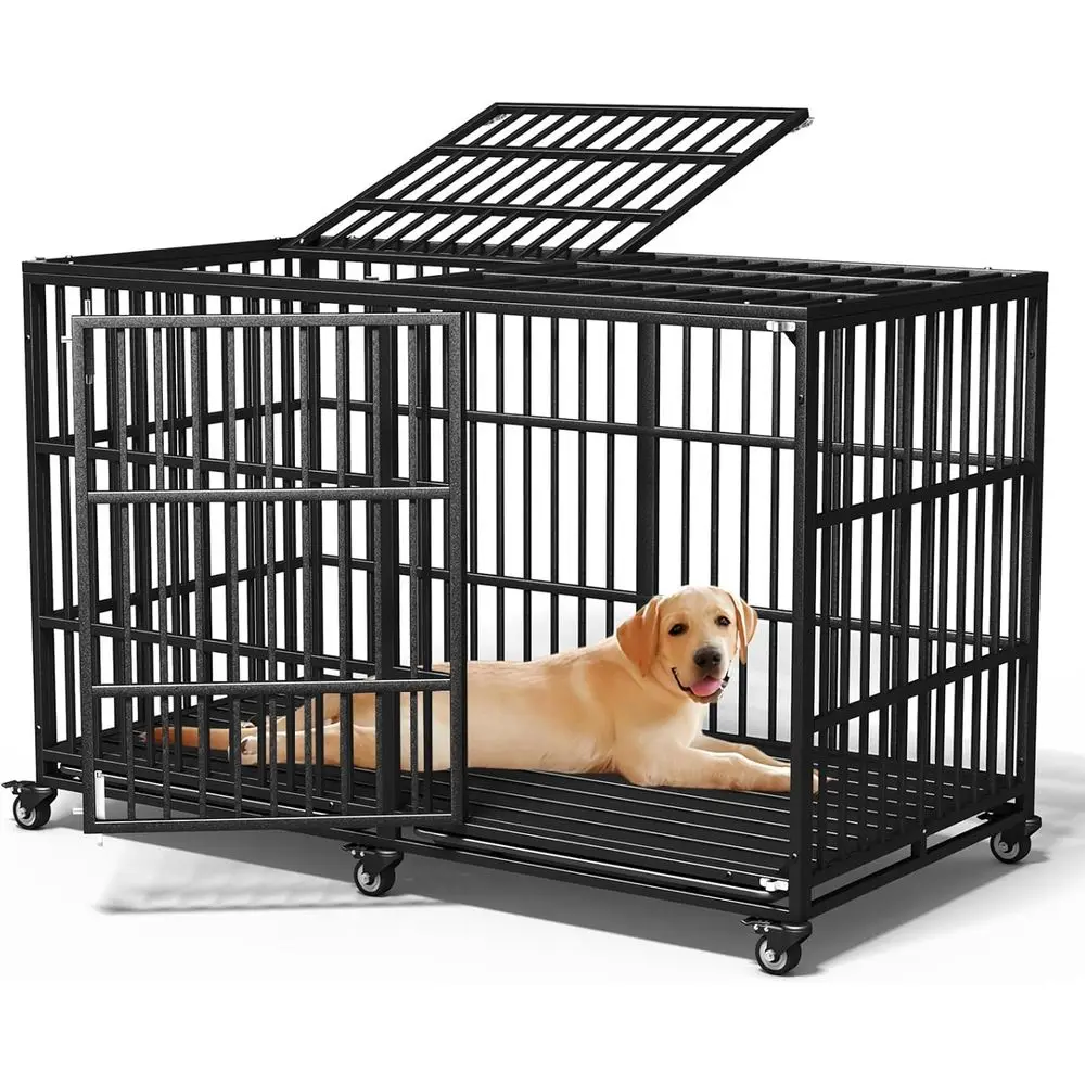 

Heavy Duty Dog Crate 64" Inch Indestructible Ese Proo High Anxiety Dog Pet Kennel Cage or Extra XL Large Giant Breeds Double DoL