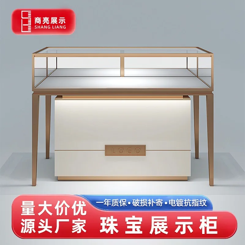 Counter stainless steel ultra-white glass transparent jewelry display cabinet container