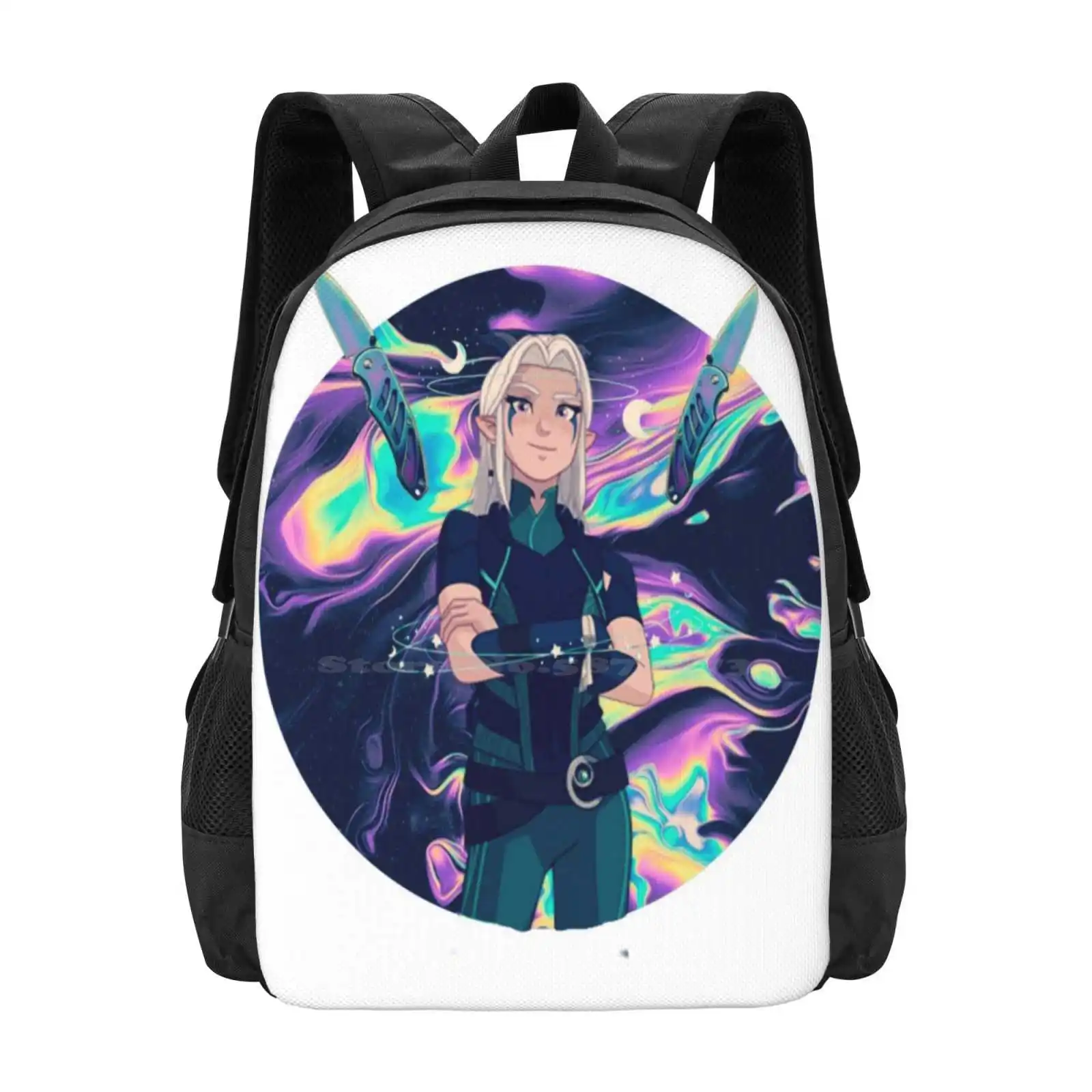 Rayla ~ The Dragon Prince Pattern Design Bag zaino per studenti Soren Dragon Prince Dragons Creature Callum Zaydia Bait Rayla