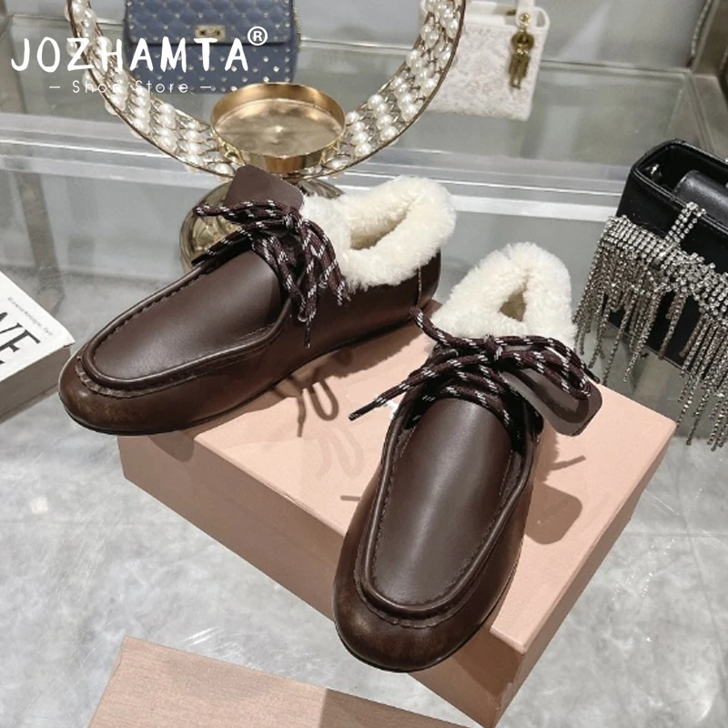 Real Leather Women's Ankle Boots with Fur - Sizes 34-43