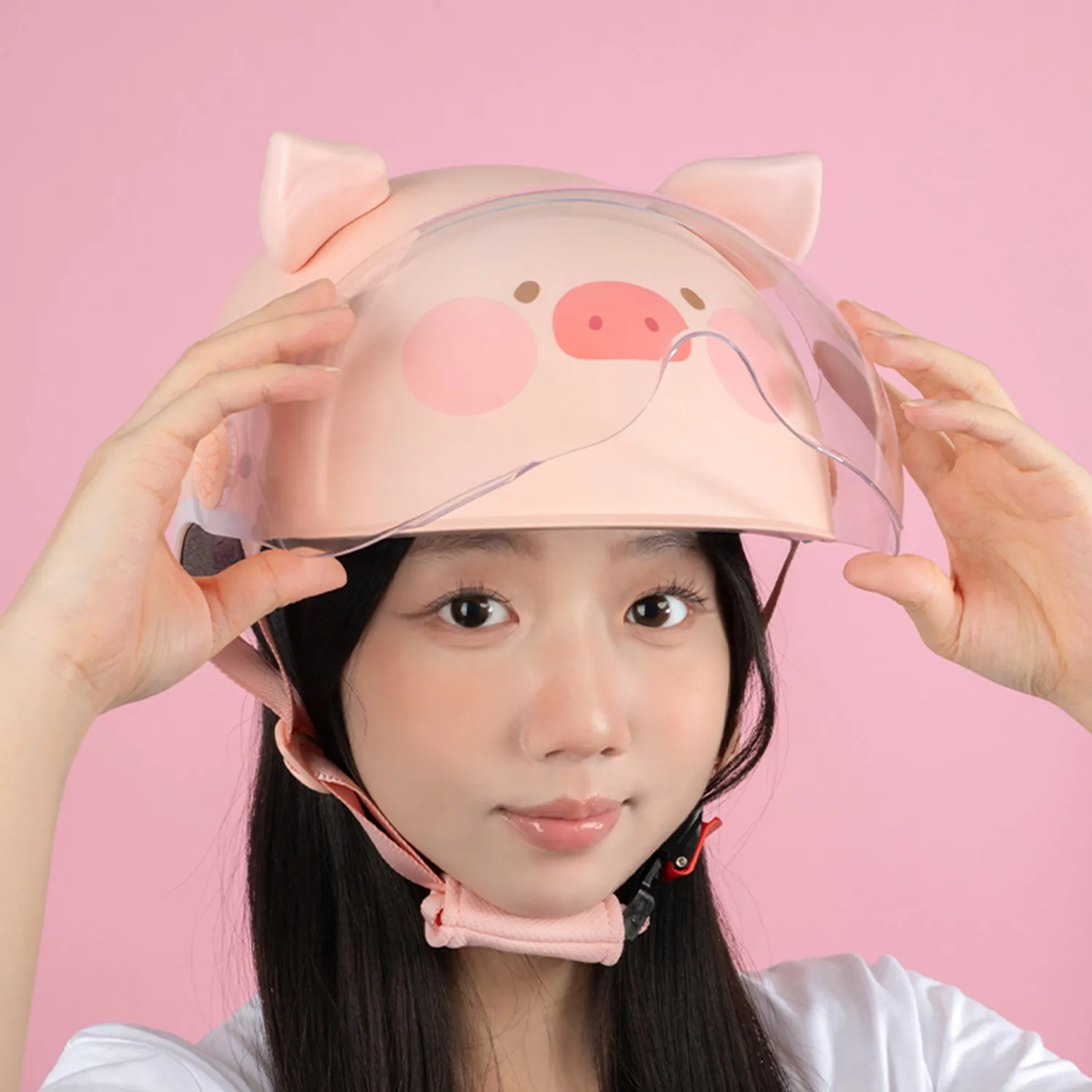 

Official Lulu Pig Motorcycle Helmet Electric Scooter Safety 3c Certified Cute Pink Pig Design Breathable For Adult Women Commute
