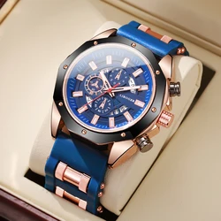 1PC Men's Fashion Watch Casual Silicone Strap Quartz Watch Sports Style Calendar Watch