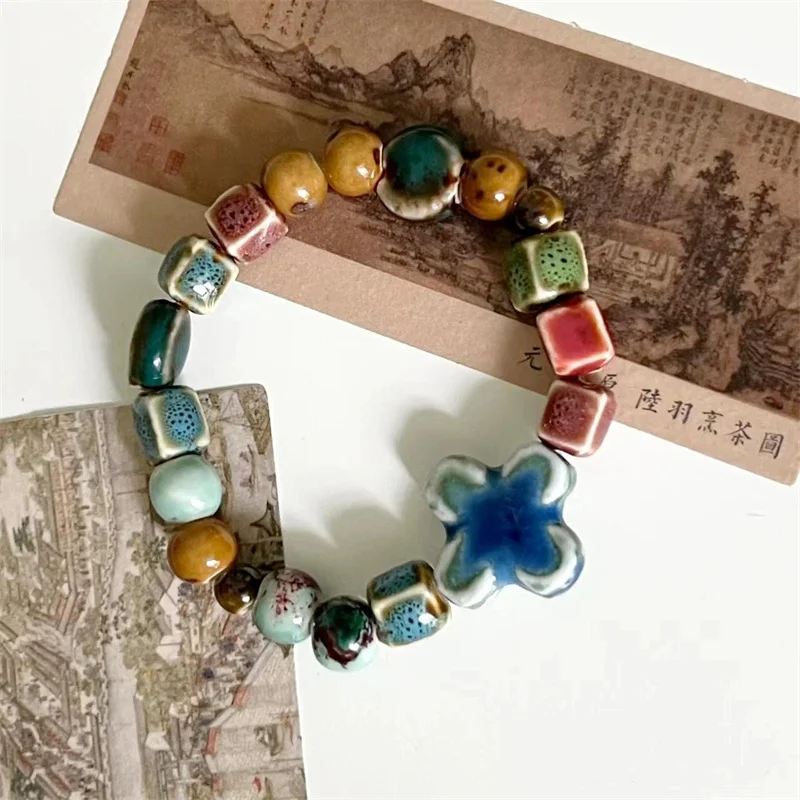 10-50 PCS 8mm Square Colour Ceramic Glaze Spacer Beads DIY Porcelain Loose Beads Handmade Hole Beads For Jewelry Making Bracelet