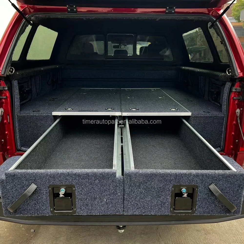 Truck Bed Drawer System, Heavy Duty Sliding Storage Box for Ute Pickup Truck, Lockable Metal Toolbox for Overland Travel, 1300mm