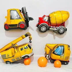 Construction Foil Balloons Excavator Dump Truck Forklift Mixer Crane Foil Ballon for Boys Construction Birthday Party Decoration