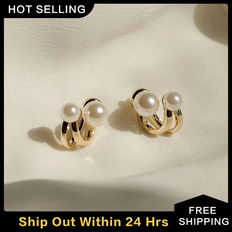 Double With Stud Earrings Versatile Complex Luxury Pearl Accessories Fashion Accessories Trend Hot Goods Pearl Earrings Deluxe