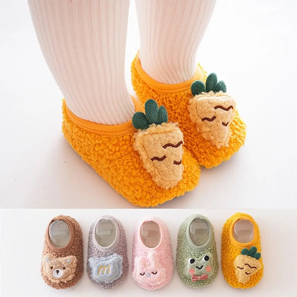 Anti-slip Toddler Socks 2023 Cartoon Printed Winter Warm Thicken Socking Kids Slippers Socks Girls Boys