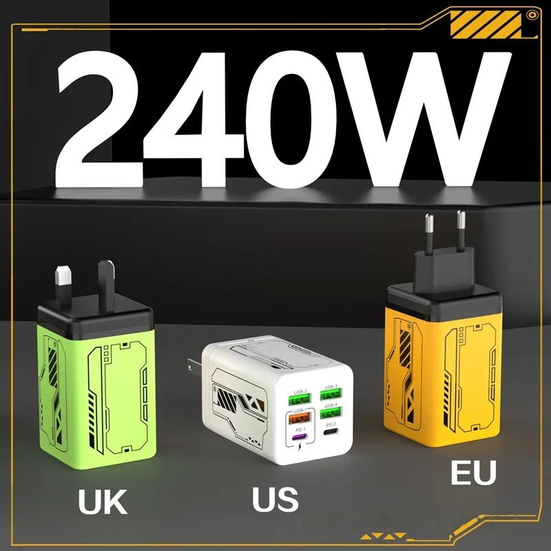 Xiaomi 240W شاحن فائق السرعة 6 منافذ PD Type-C GaN شاحن الهاتف USB-C QC 3.0 محول شحن سريع الاتحاد الأوروبي/الولايات المتحدة التوصيل الجدار شاحن #2