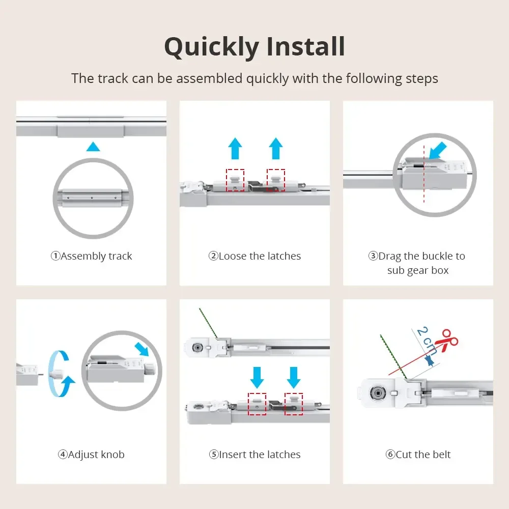 Zemismart Matter WiFi Smart Electric Motor with Quick-install Slide Curtain Track Support Homekit SmartThings Alexa Google Home