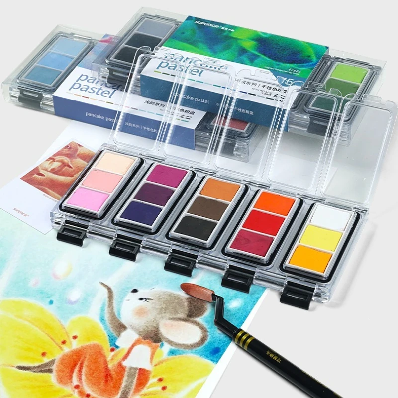 

15-color Warm Cool Series Dry Color Powder Tray Art Dry and Wet Dual-purpose Illustration Design Quick Sketch Watercolor Paint