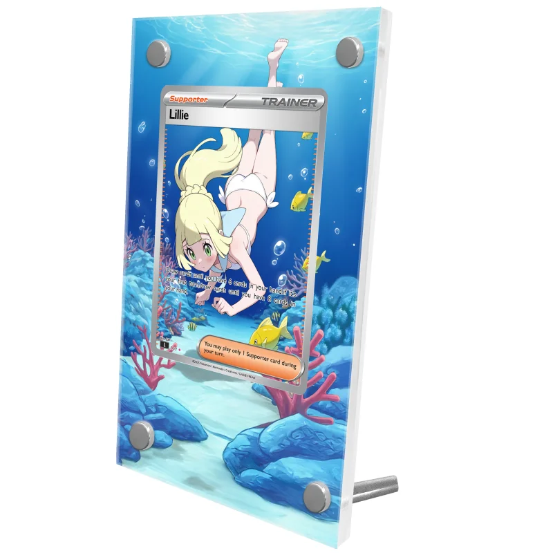 Pokemon Cards Brick PTCG Lillie Marnie Swimsuit Swim Baker Field Snow Anime Game Expand Art Acrylic Protective Case DIY Toy Gift