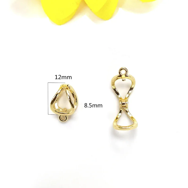 3Pcs Brass Gold Plated  Pearl Enhancer Pendant Bail Clips Clasp Connector For Diy Bracelet Necklace Jewelry Making Accessories