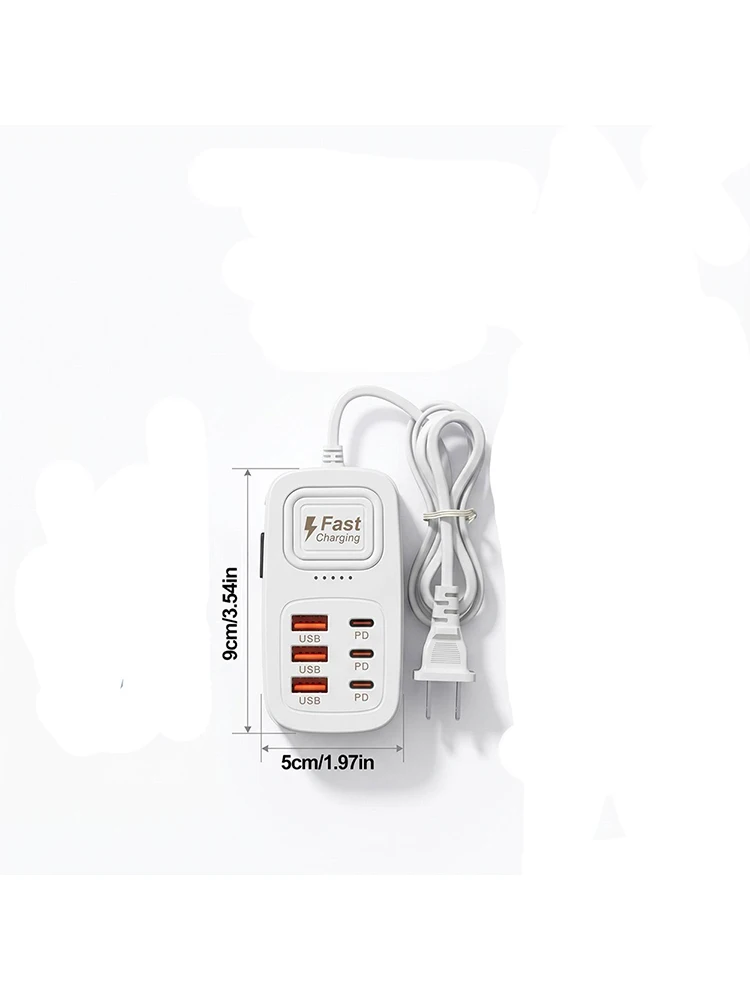 Stacja szybkiego ładowania 6 w 1, wieloportowa ładowarka USB typu C, gniazdo zasilania, adapter do ładowania wielu urządzeń, wtyczka EU, US, UK — 2