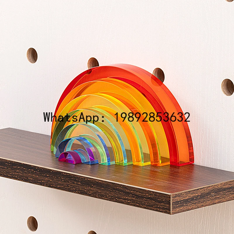 Patchwork Rainbow Acrylic Sculpture Transparent Colored Statue DIY Blocks Decorative Figurines Home Decoration Accessories