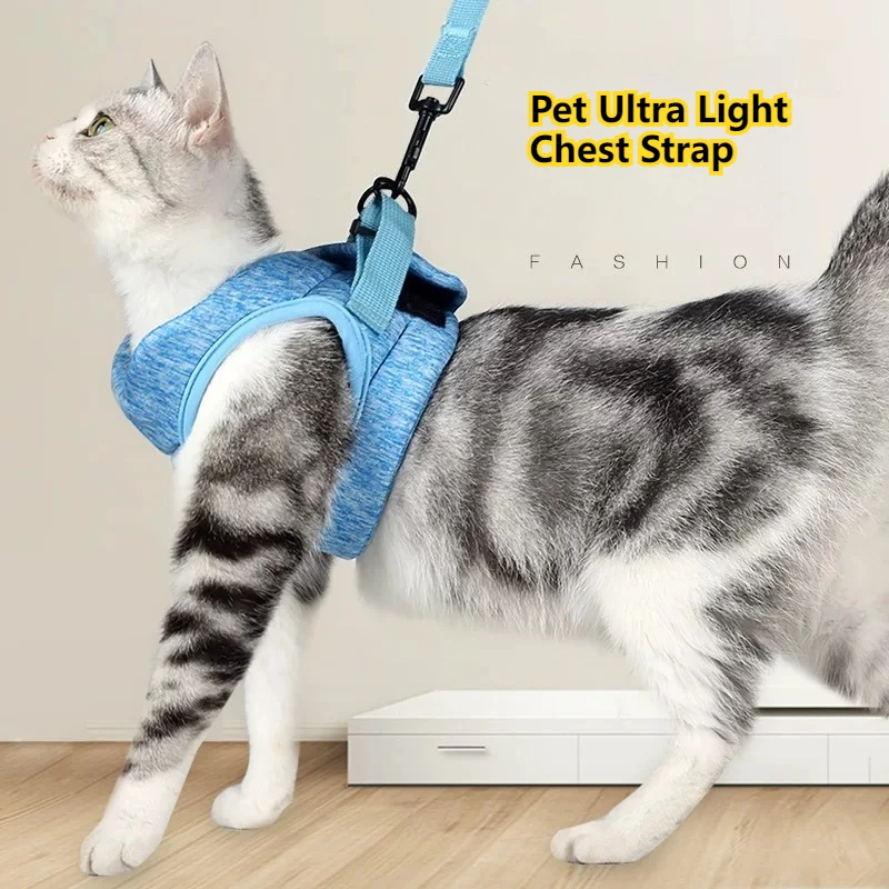 

Нагрудный ремень для кошек и домашних животных, поводок, веревочный тип, противоразрывной ремень, легкий дышащий мягкий жилет для кошек и собак, проводка, поводки