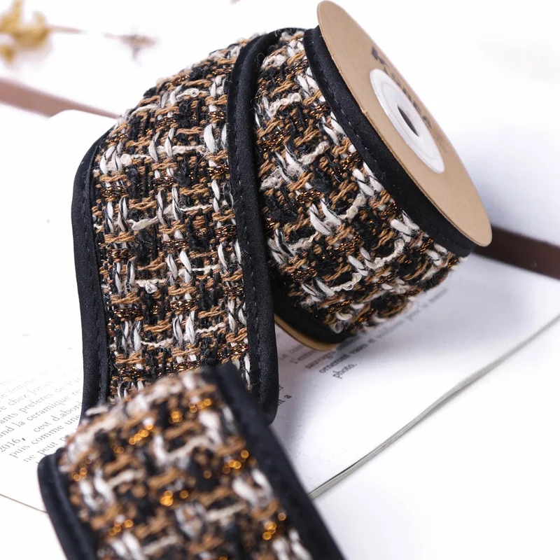 5CM Thick Wool Knit Tweed Ribbon Black Brown For Crafts Hair Bows Clips Collar Tie Headwear Sewing Accessories Material Tape