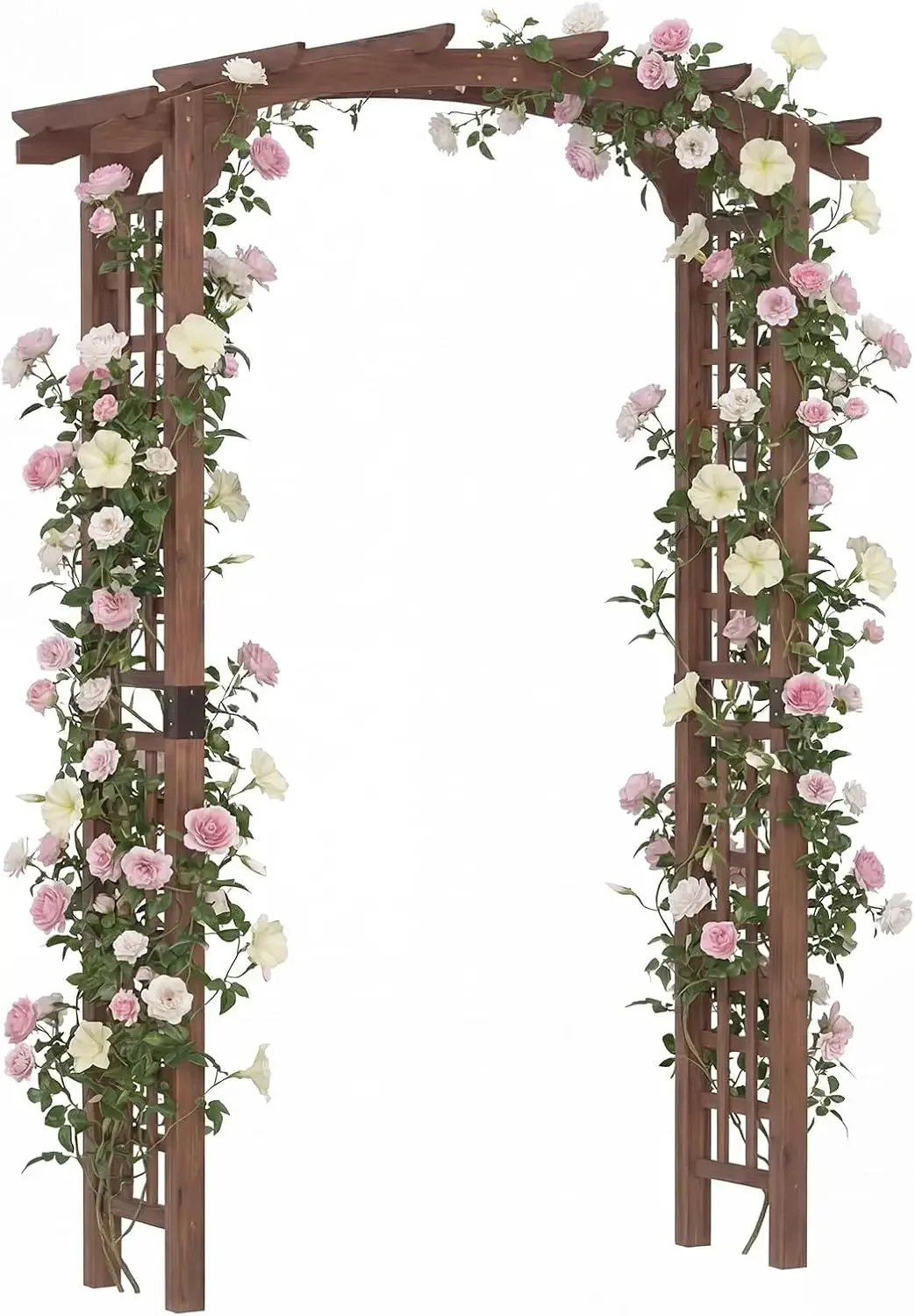 7.5 FT Wooden Garden Arch, Outdoor Garden Arbor Trellis for Climbing Plants, Wedding Arch for Ceremonies Parties, Solid Wood