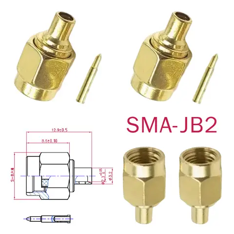 Mini cabeça macho SMA-JB2 agulha interna soldagem semi flexível alimentação rg405 cabo conectores coaxiais rf