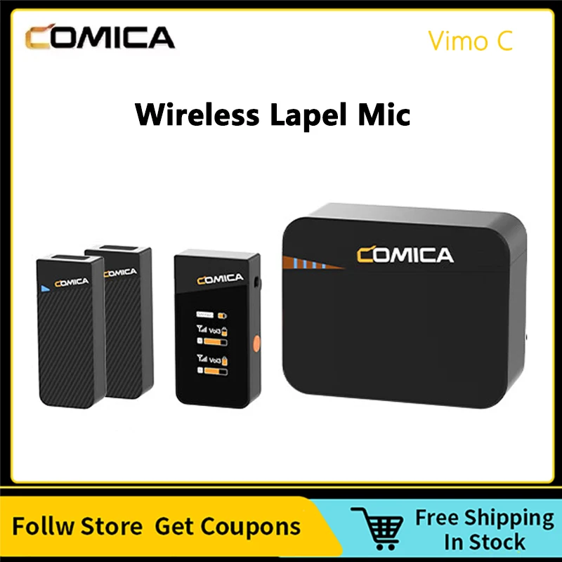 ميكروفون Comica Vimo C 2.4G صغير لاسلكي مع علبة شحن لكاميرا الهاتف الذكي ومقابلة بودكاست على YouTube Facebook