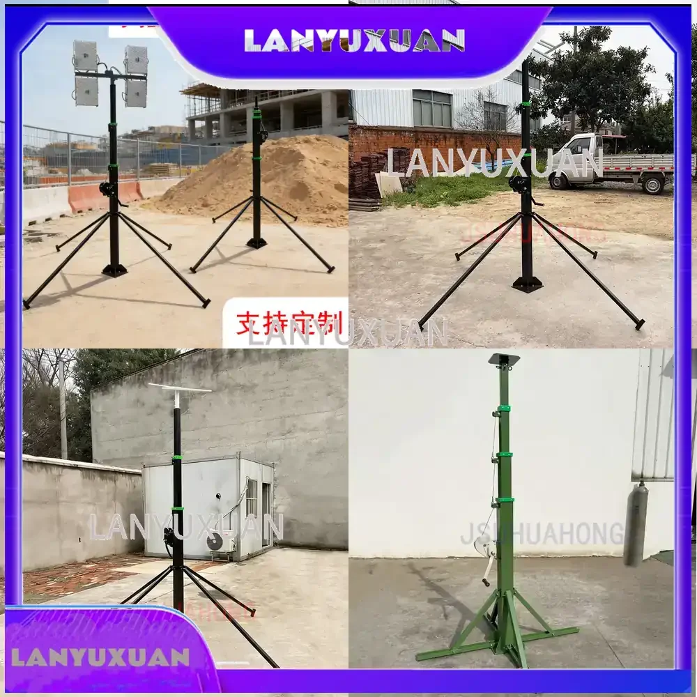 

2026 Manual Mast for 6m Telescopic Hand Crank Adjustable Height Pole with Quadpod Base and Ground Spike Compatibility
