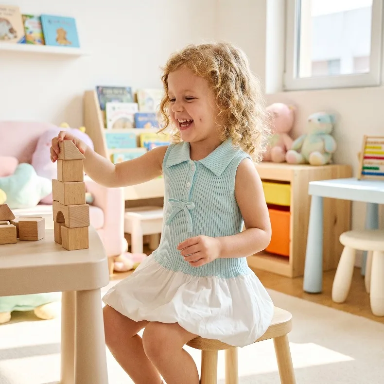 (0-6 Jahre) Sommerkleid für Babymädchen, elegantes himmelblaues ärmelloses Prinzessinnenkleid, Mädchen-Geburtstagskleid mit Schleife, Strand-Sommerkleid, neu – Detail 5