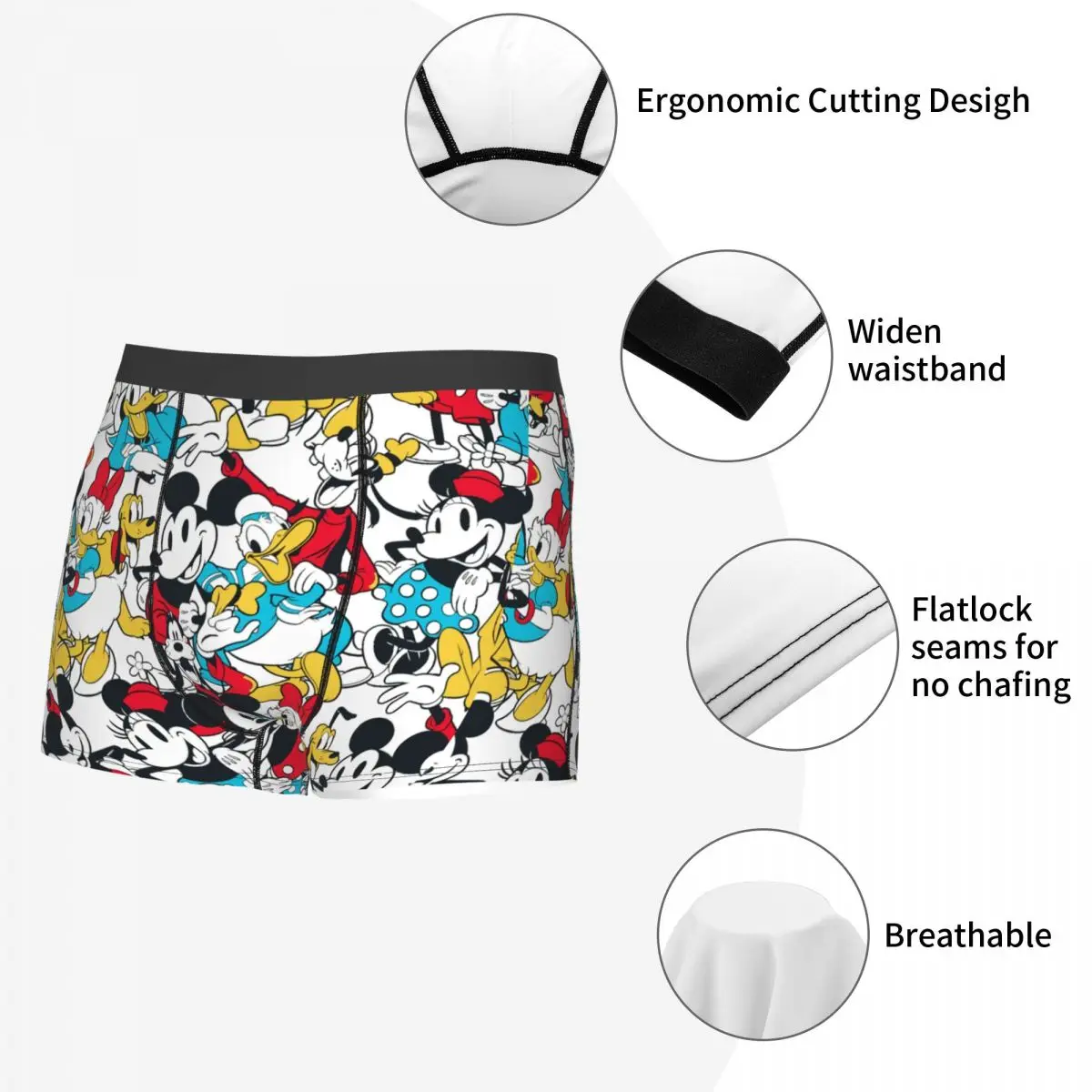 Custom Mickey Mouse Donald Duck Cartoon Underwear Men Stretch Boxer Briefs Shorts Panties Soft Underpants For Homme