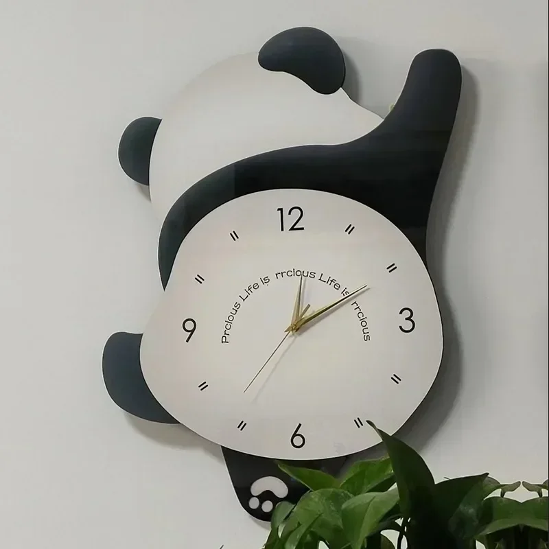 Panda Rocking Wall Clock Creative Family Wall Watch Decoration Cartoon Wall Clock