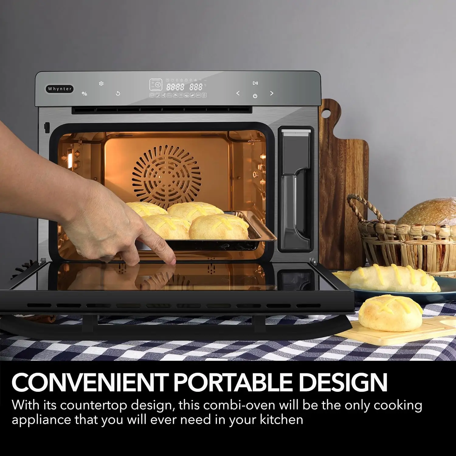 Capacity Counter-Top Multi-Function Convection Steam Oven, Black Stainless Steel