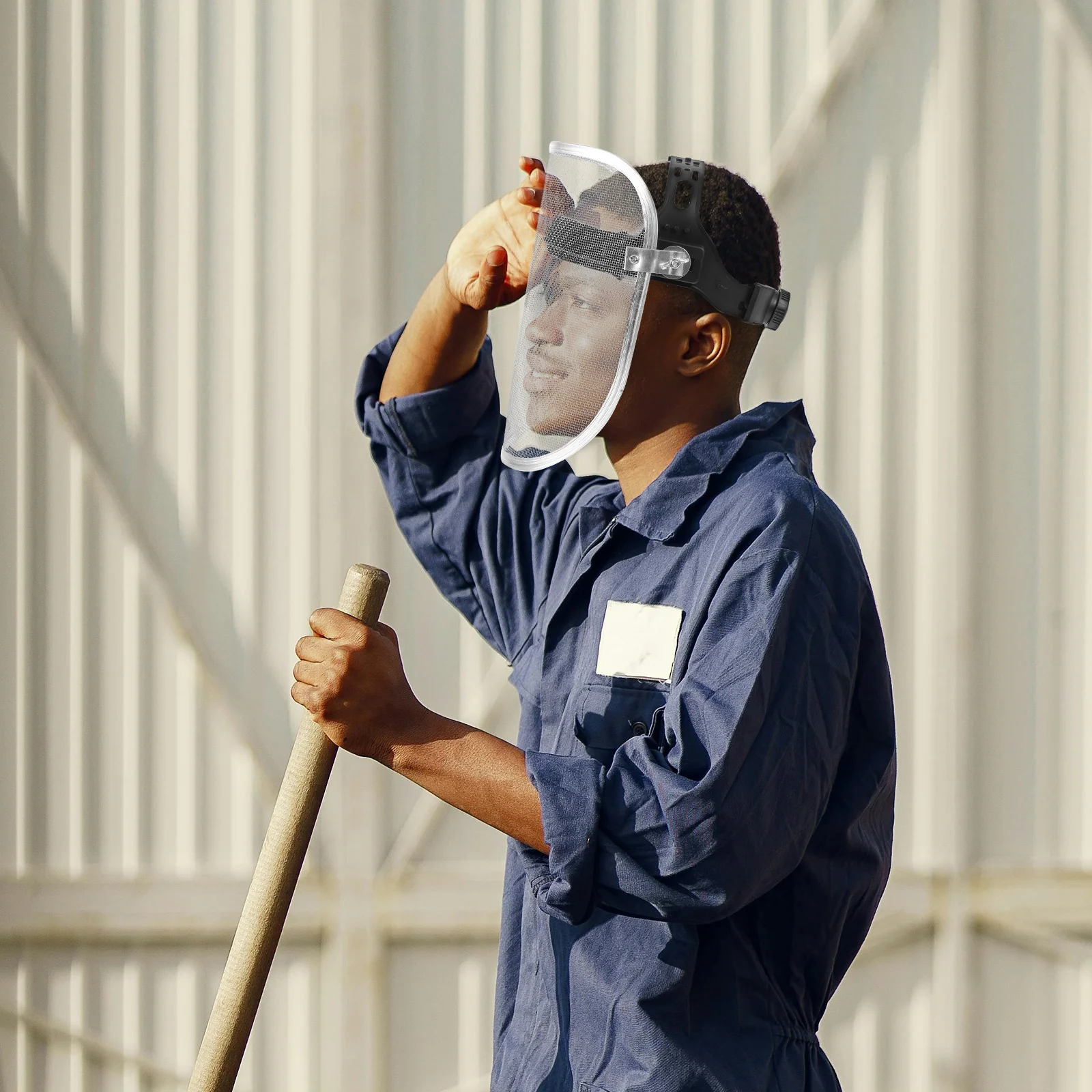 قناع شبكي للوجه مقاوم للانفجار من الفولاذ المقاوم للصدأ، عصابة رأس قابلة للتعديل لتشذيب العشب والبستنة، قناع سلك أمان للغابات #4