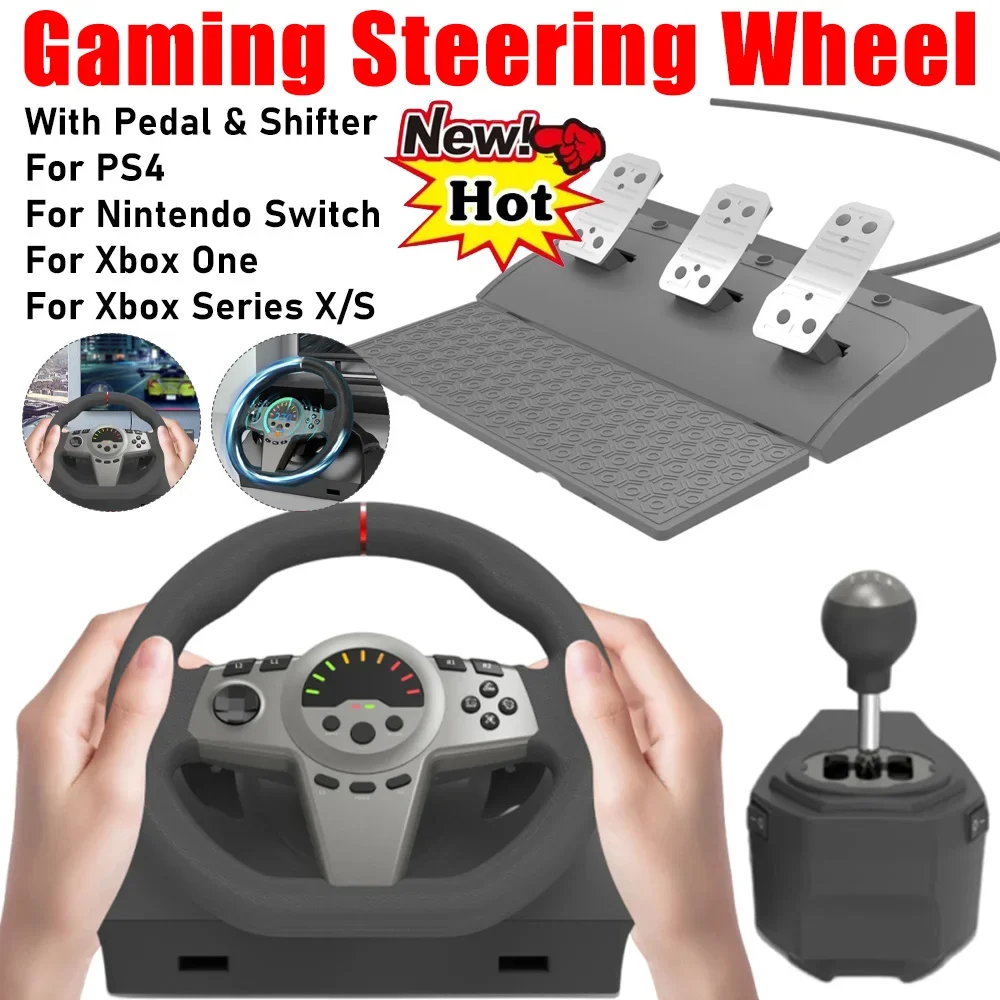 عجلة سباق الألعاب مع دواسة ومحول 270 درجة عجلة قيادة السباق Simracing PC عجلة القيادة لسلسلة PS4 Xbox X/S