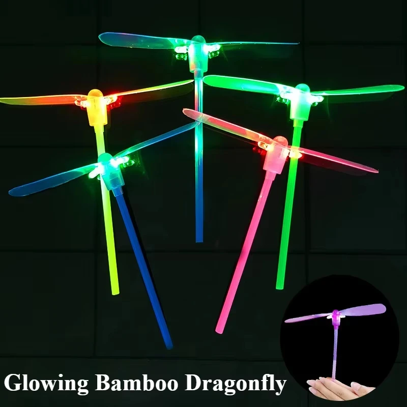 5/10/15 Pcs Light‑Up Plastic Bamboo‑Copter Dragonfly Toy, Fun Outdoor Flying Toy, Birthday Party Favors for Kids & Adults