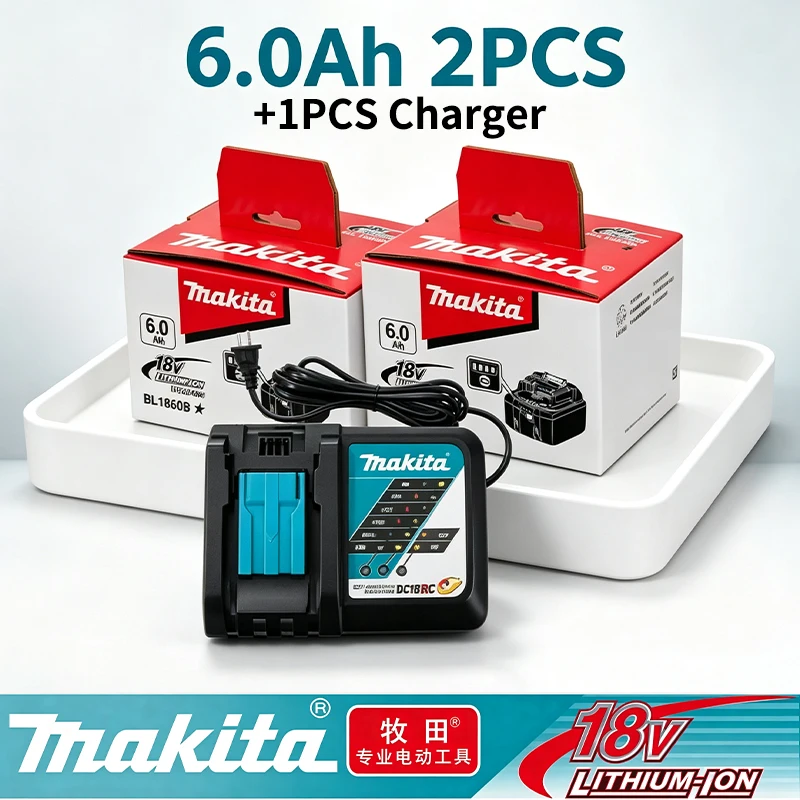 Nuovo kit batteria agli ioni di litio 18V e caricabatterie rapido DC18RC 2026 per utensili elettrici a batteria Makita LXT, batteria di ricambio compatibile con BL1860 BL1850B BL1850 BL1840 BL1830,