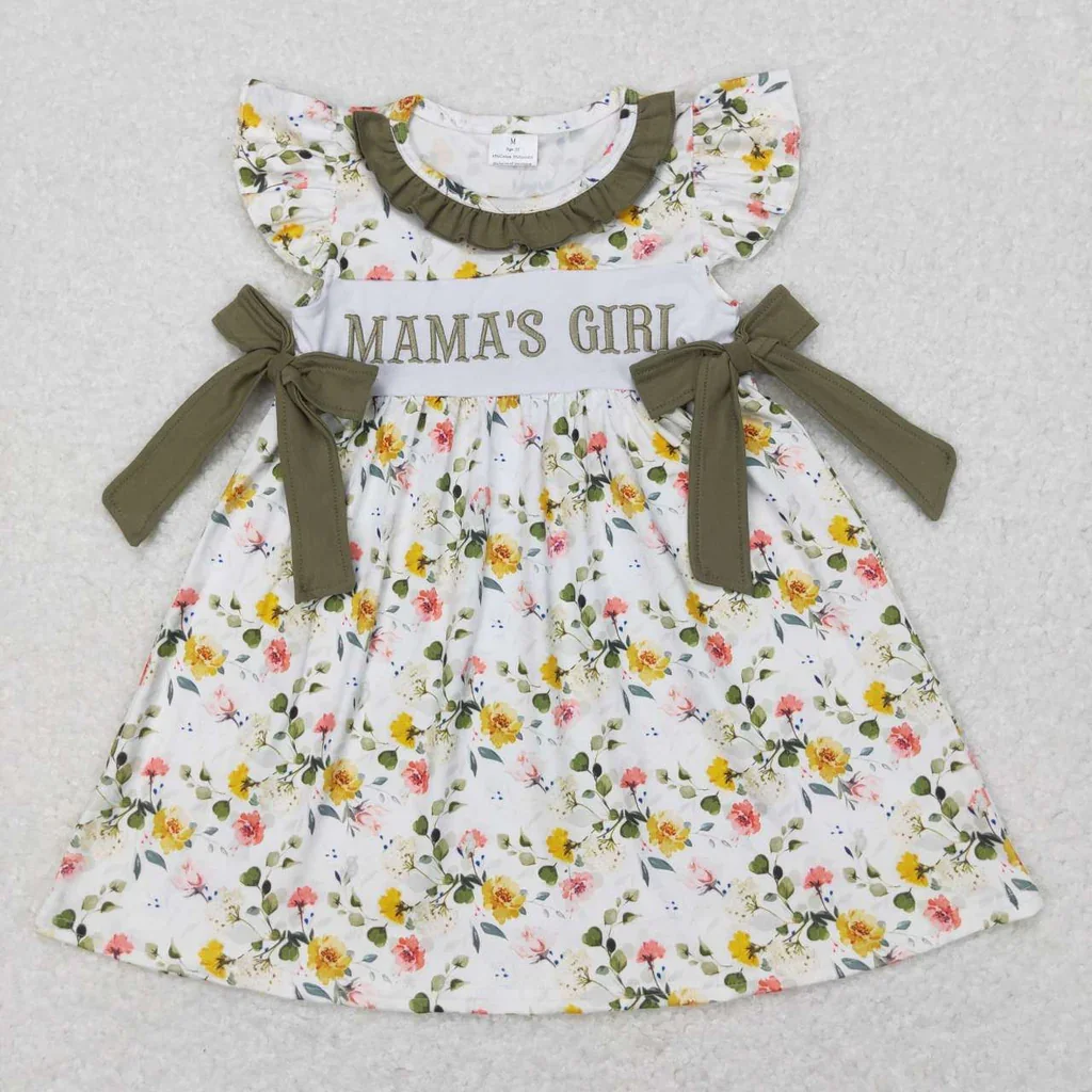 

GSD0507 Embroidery MAMA'S GIRL Flower Green Girl's Dress
