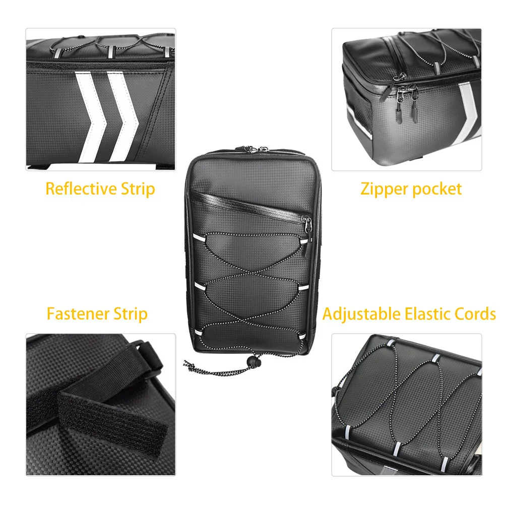 

1 pc 9L Waterproof Tail Bag Pu Bike Rear Seat Pouch Cycling Storage Container For Motorcycle Dirt Bike Rack Bag