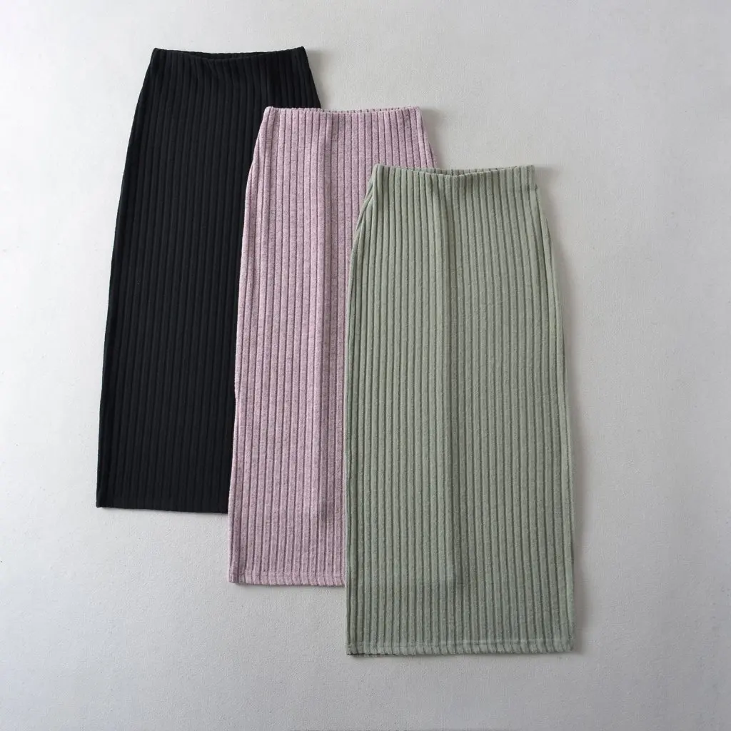 

Women's Brushed Pit Skirt High Waist Slimming Sheath Knitted Bottoming Korean Style Autumn Winter New Hot Girl Fashion