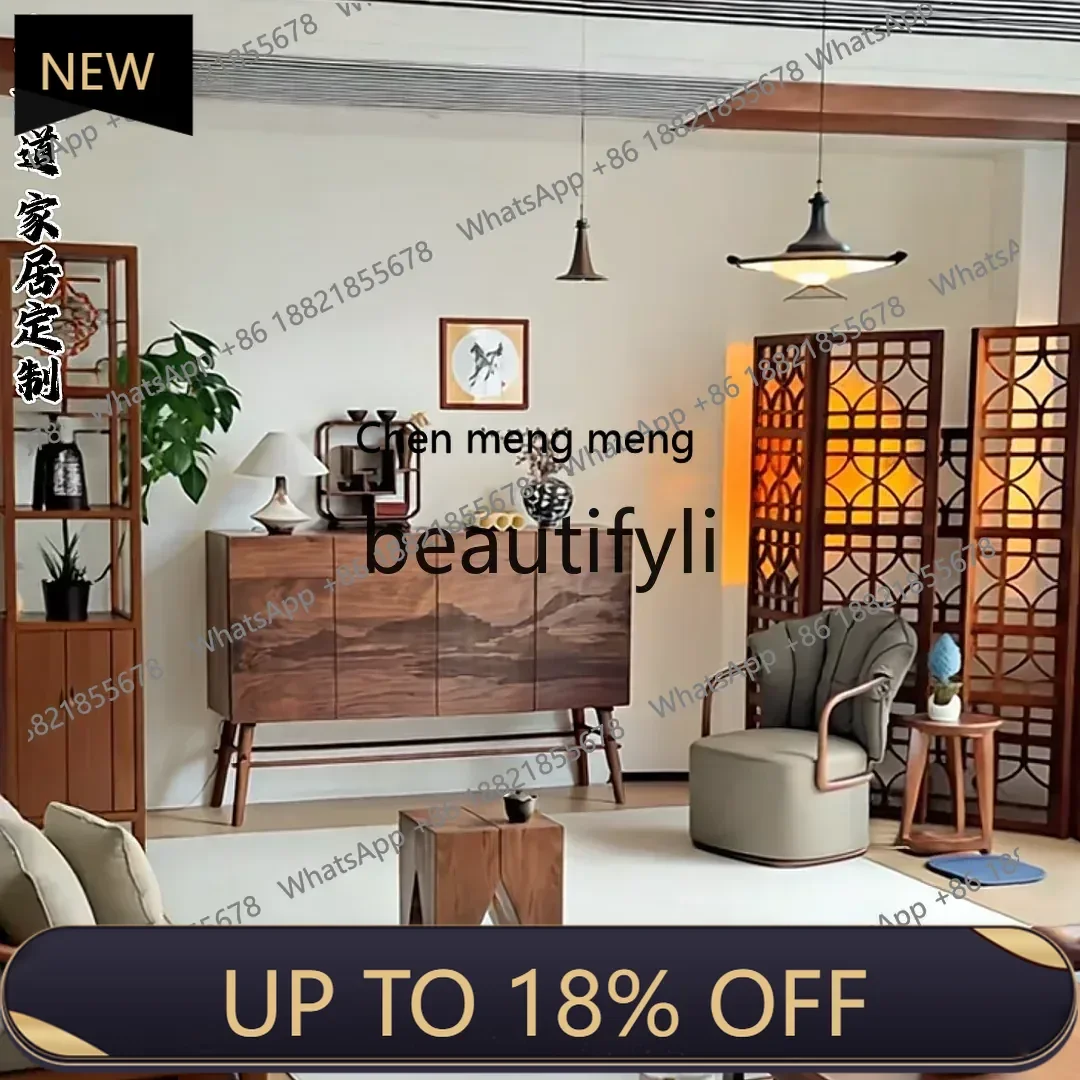 

P178 New Chinese North American black walnut dining side cabinet storage cabinet solid wood, simple side cabinet