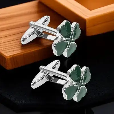 

2pcs Heart Cufflinks Irish Enamel Alloy Classic Shirt Accessories St Patricks Day Jewelry For Women Mens