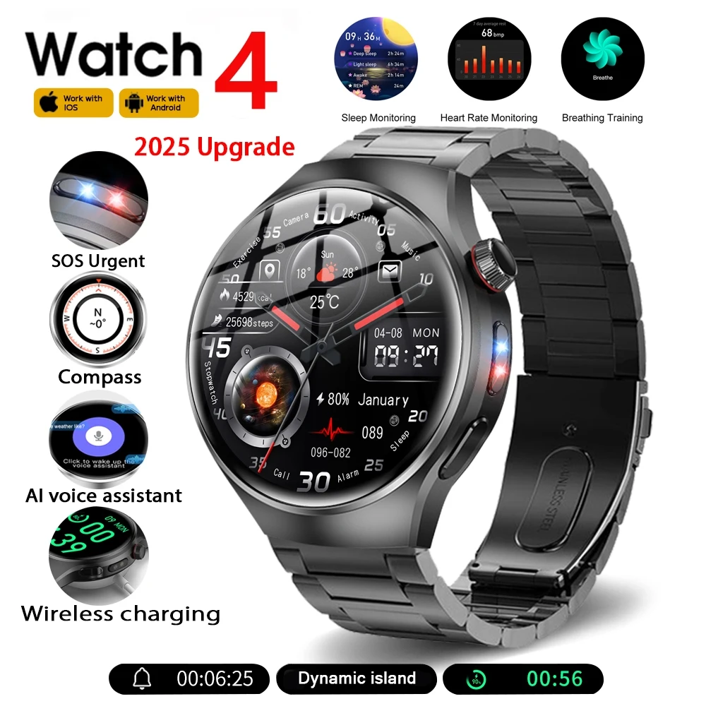 

2025 New For Huawei Watch 4 Pro Smart Watch AMOLED HD Screen Men Heart Rate Bluetooth Call GPS Sports Tracker NFC Smartwatch 4